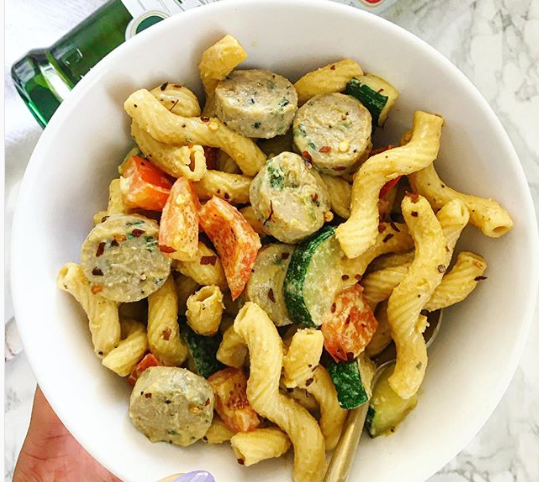 veggie cavatappi pasta with Bertolli Olive Oil